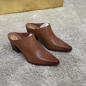 Vince Camuto Brown Leather Mules Egwenny